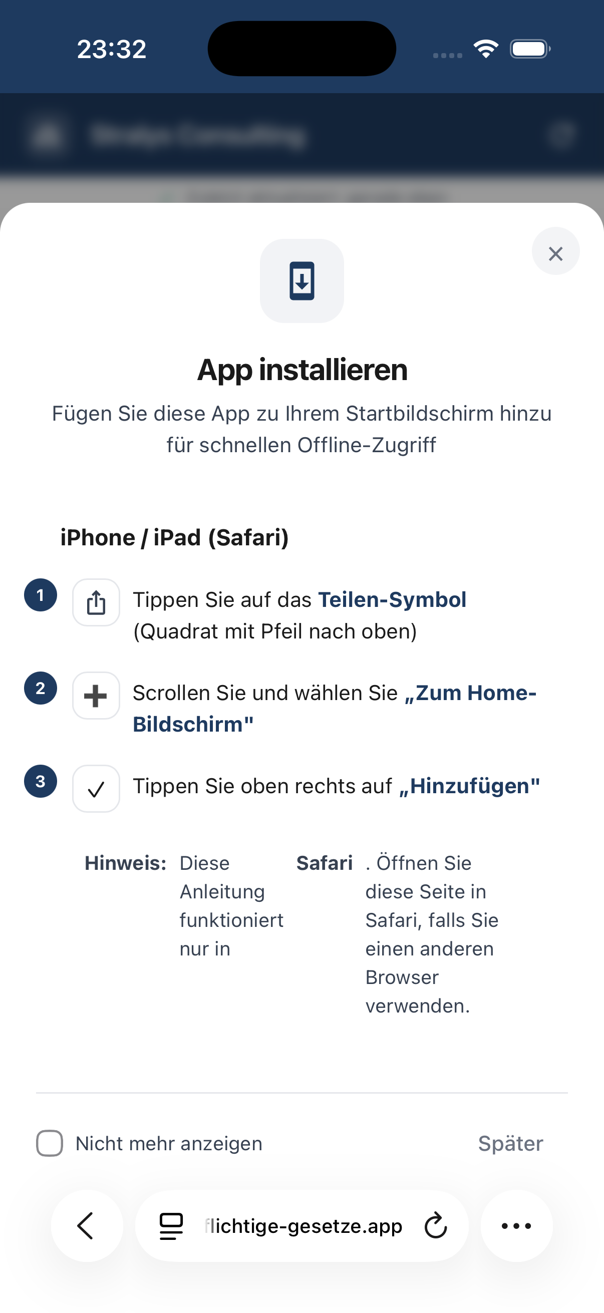 Mobile App – Installation auf iPhone oder iPad